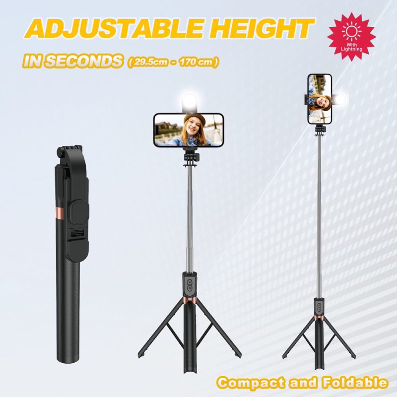 Tripod LED Bluetooth + Tongsis Ukuran 170 CM