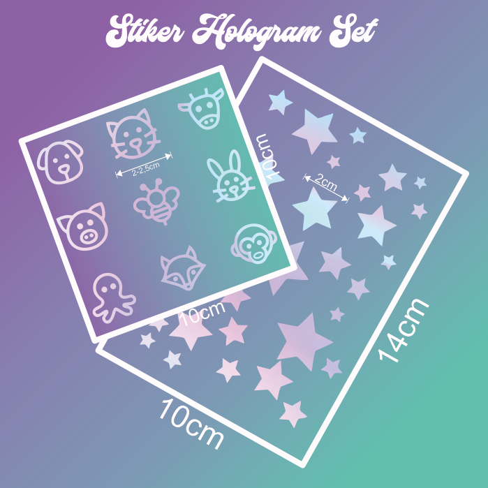 

Stiker Hologram Icon Simbol Lucu Hewan dan Bintang Cutting Sticker