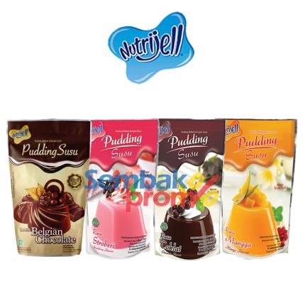 

Nutrijell Pudding Susu Rasa Mangga, Stroberi, Cokelat / Nutrijel Puding Jelly