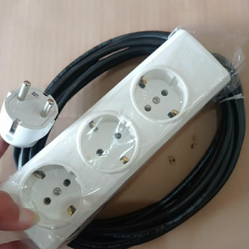 Broco SUPREME Stop Kontak dan Steker SNI 10m Kabel NYMHY 2x0.75 Putih