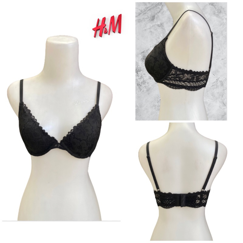 H&M BRA 34B BH B75 BERKAWAT BUSA TIPIS WARNA HITAM