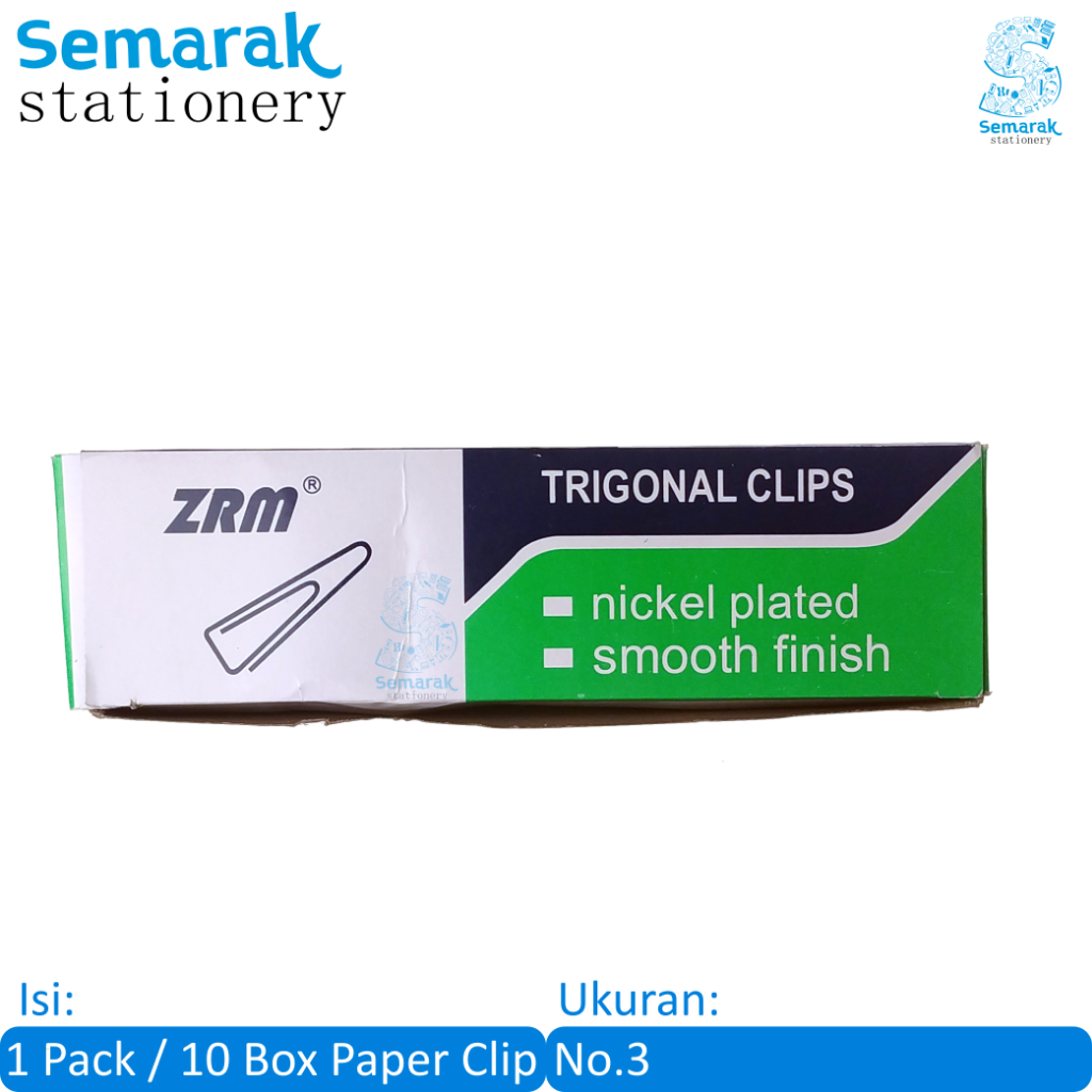 

ZRM Trigonal Clips Klip Penjepit Kertas No. 3 [1 Pack / 10 Box]