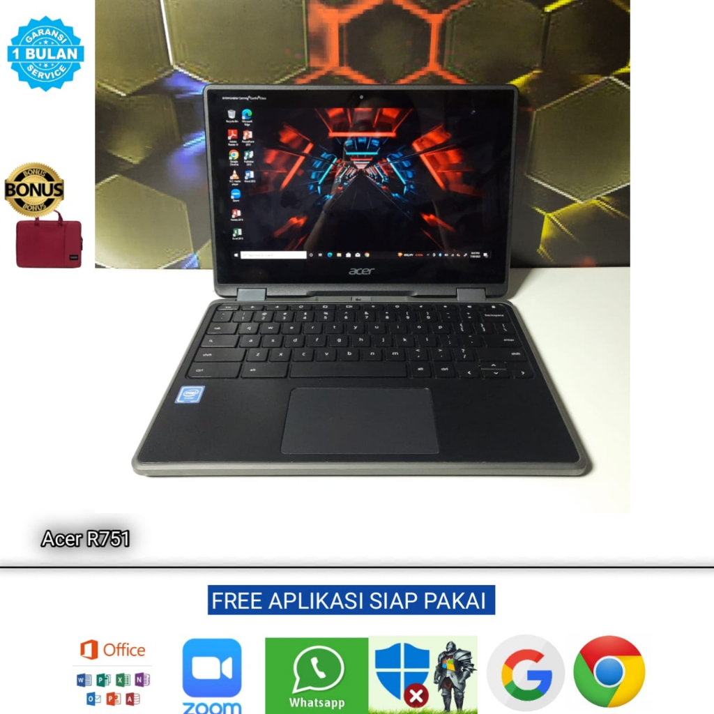 Laptop Acer R751 Touchscreen Flip Intel Celeron Ram 4GB SSD 32 + 128 SD Card Integreted Win 10