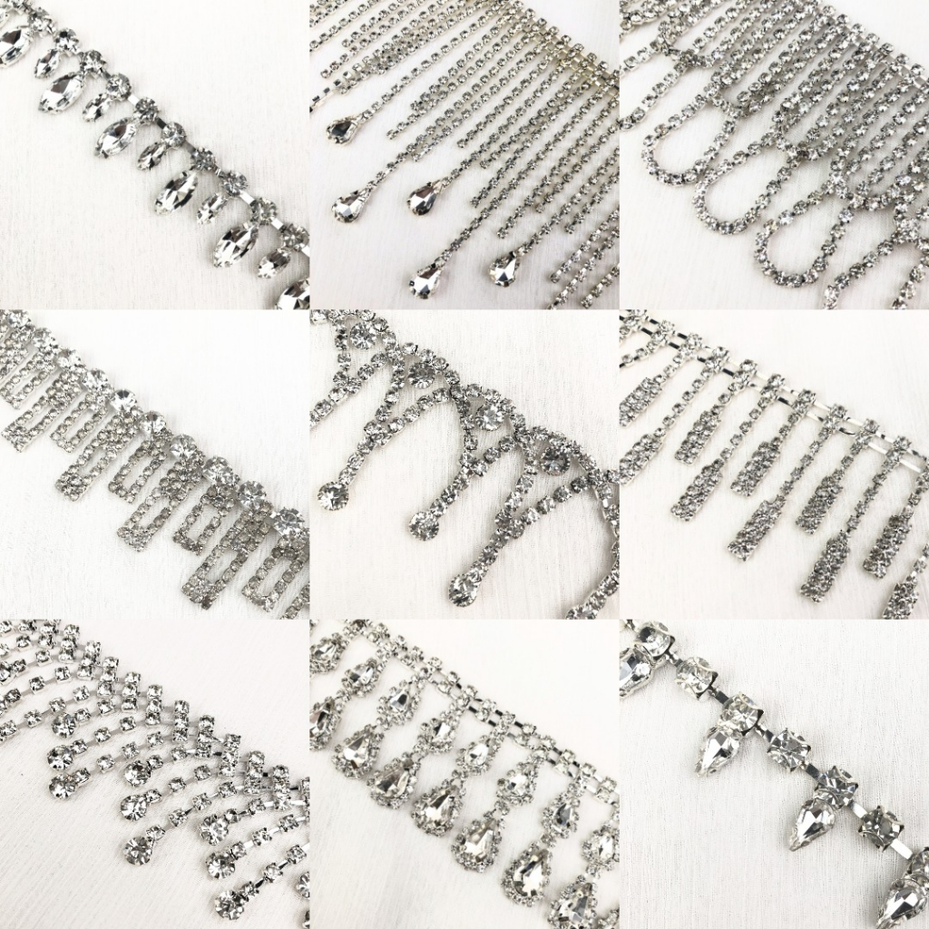 Payet Rangkai Mix | Kristal Swarovski Cantik Mewah Import Jahit Tempel Fancy Bridal Rhinestone | Ist