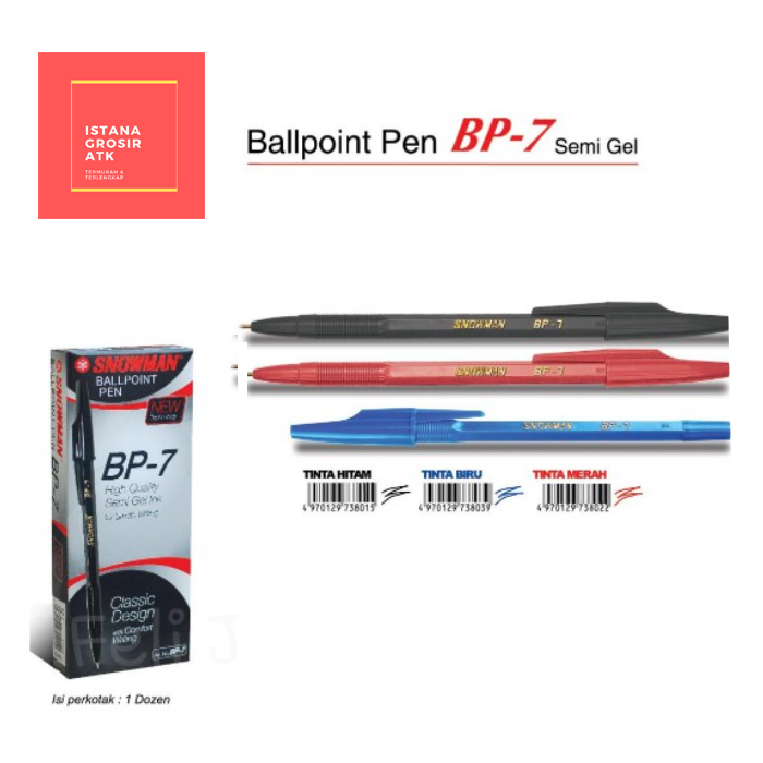 

Snowman BP7 Pulpen / Bolpen / Pen / Ballpoint