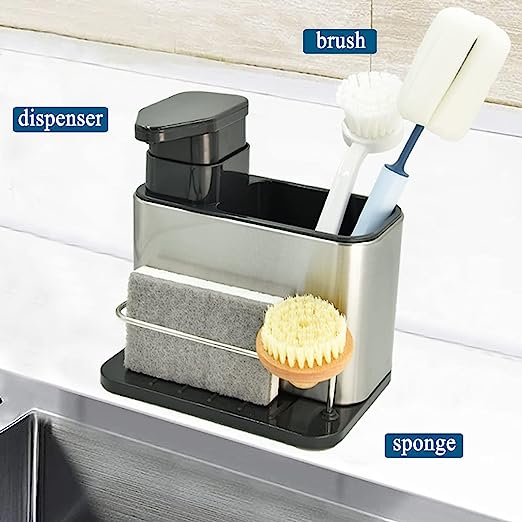 Dispenser Sabun Cuci Piring 3in1 Stainless Steel Sink Organizer - TH3700