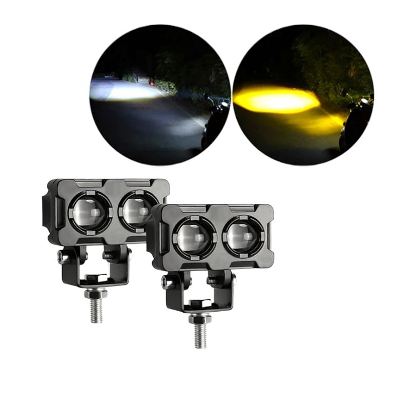 Lampu LED 2 mata putih kuning 2 warna KLX crf trail RX king foglamp japstyle universal import