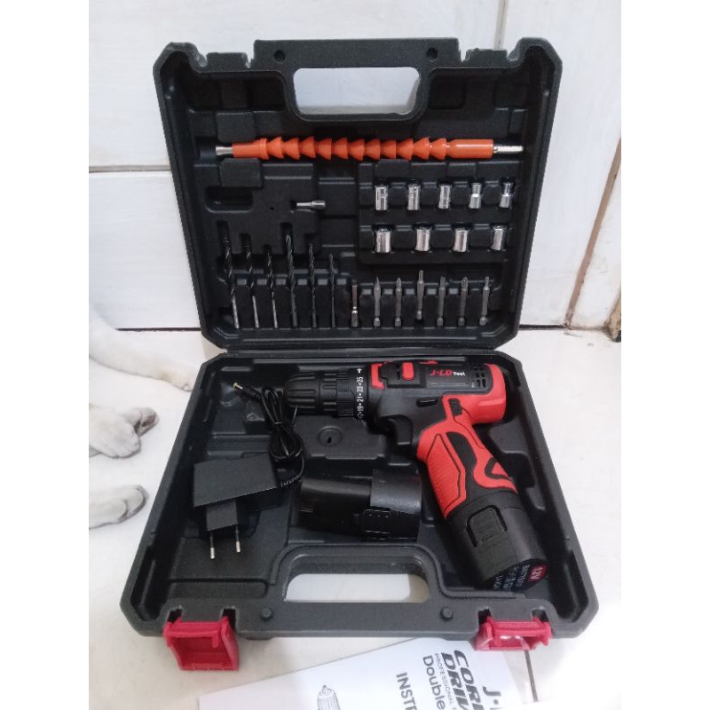 ORI JLD 12V MESIN BOR BATERAI BOR JLD 2 BATRE, BOR CAS 1 SET LENGKAP JLD 12V BOR BAJA RINGAN ,KAYU J