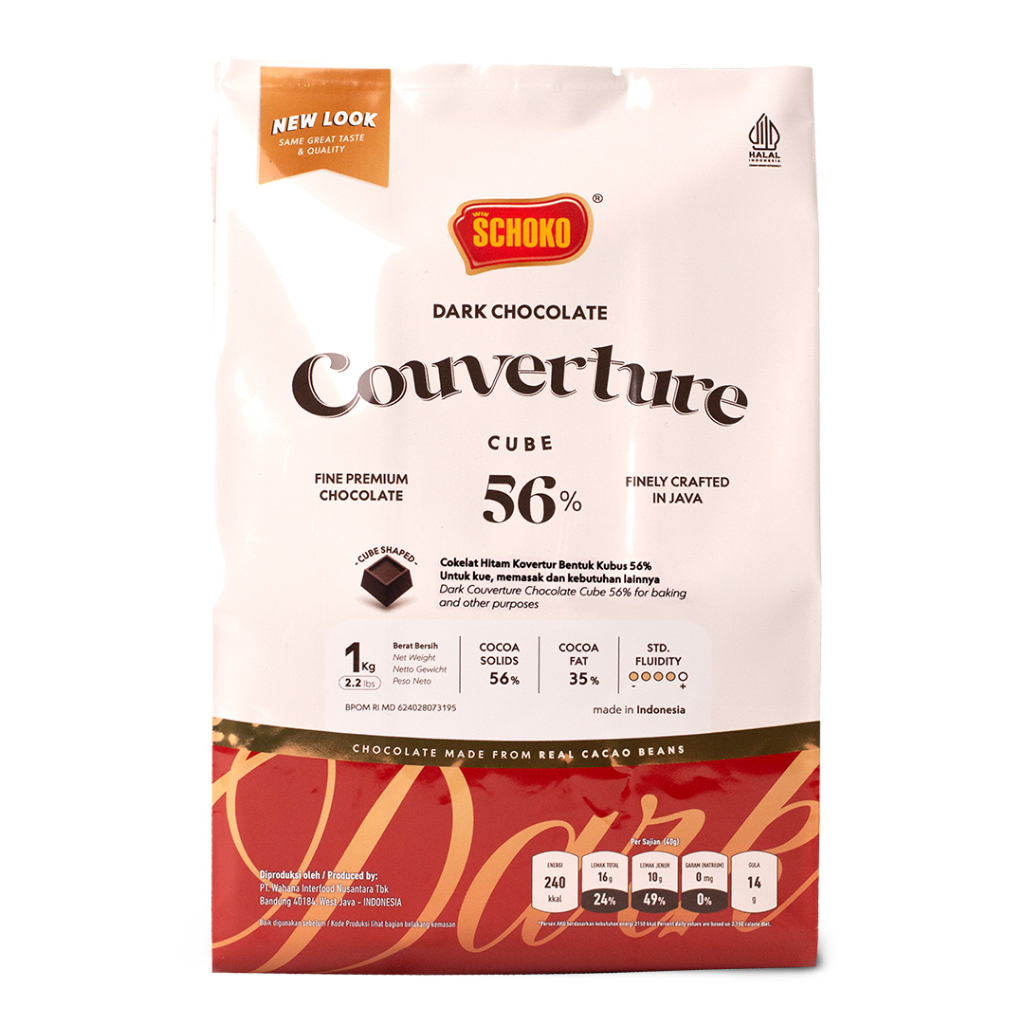 

SCHOKO Dark 56% Couverture Cube - 1 Kg / Coklat Kovertur Bentuk Dadu