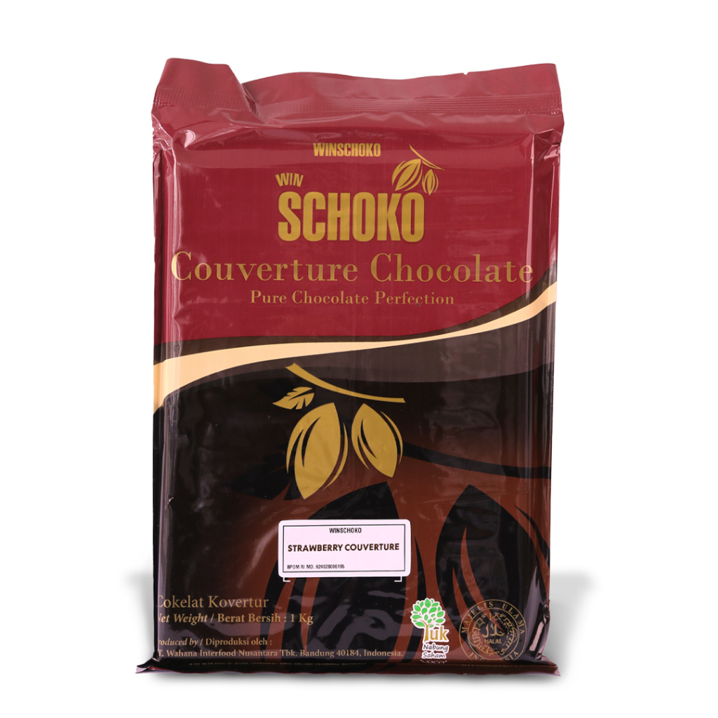 

SCHOKO Strawberry Chocolate Couverture Block - 1 Kg / Coklat Kovertur