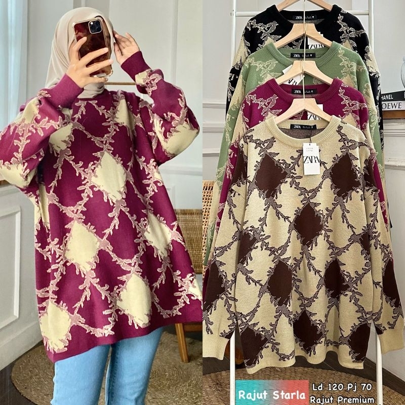 Zara starla//Sweater ZARA//Sweater rajut//Sweater jumbo//Sweater viral tiktok//Sweater wanita//Sweat