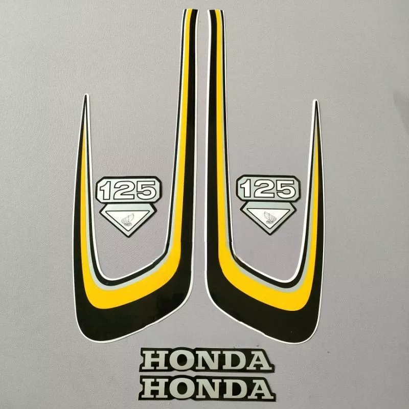 stiker striping honda cb100 cb 125 hitam kuning lis body original