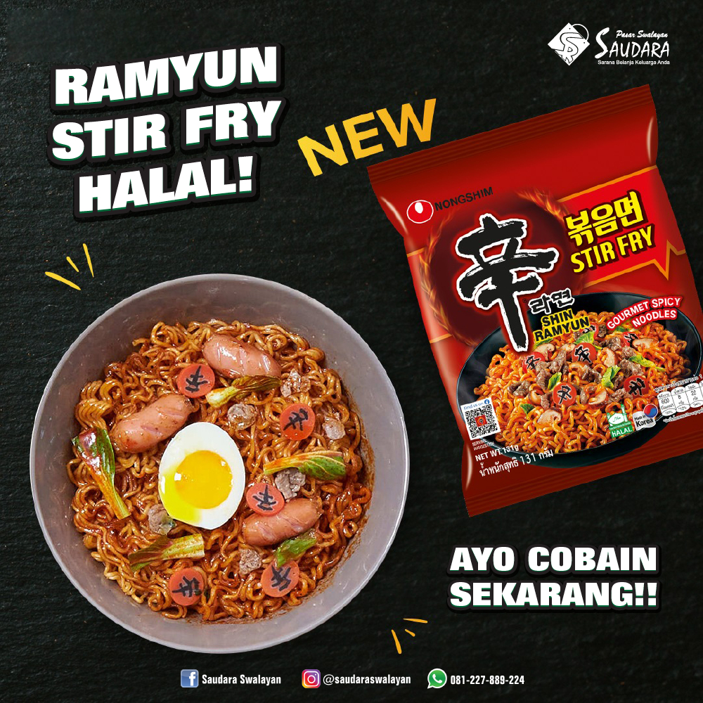 

Nongshim Ramyun Stir Fry Spicy Noodle 131g - Mie Pedas Goreng Made In Korea Halal