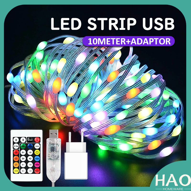 Lampu Hias LED Strip USB 10 Meter + Adaptor / Lampu Dekorasi LED String Bluetooth / Fairy Light Poho