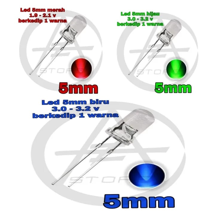 LAMPU LED 5 mm ( KEDIP ) Super Bright Led Clear 10pcs
