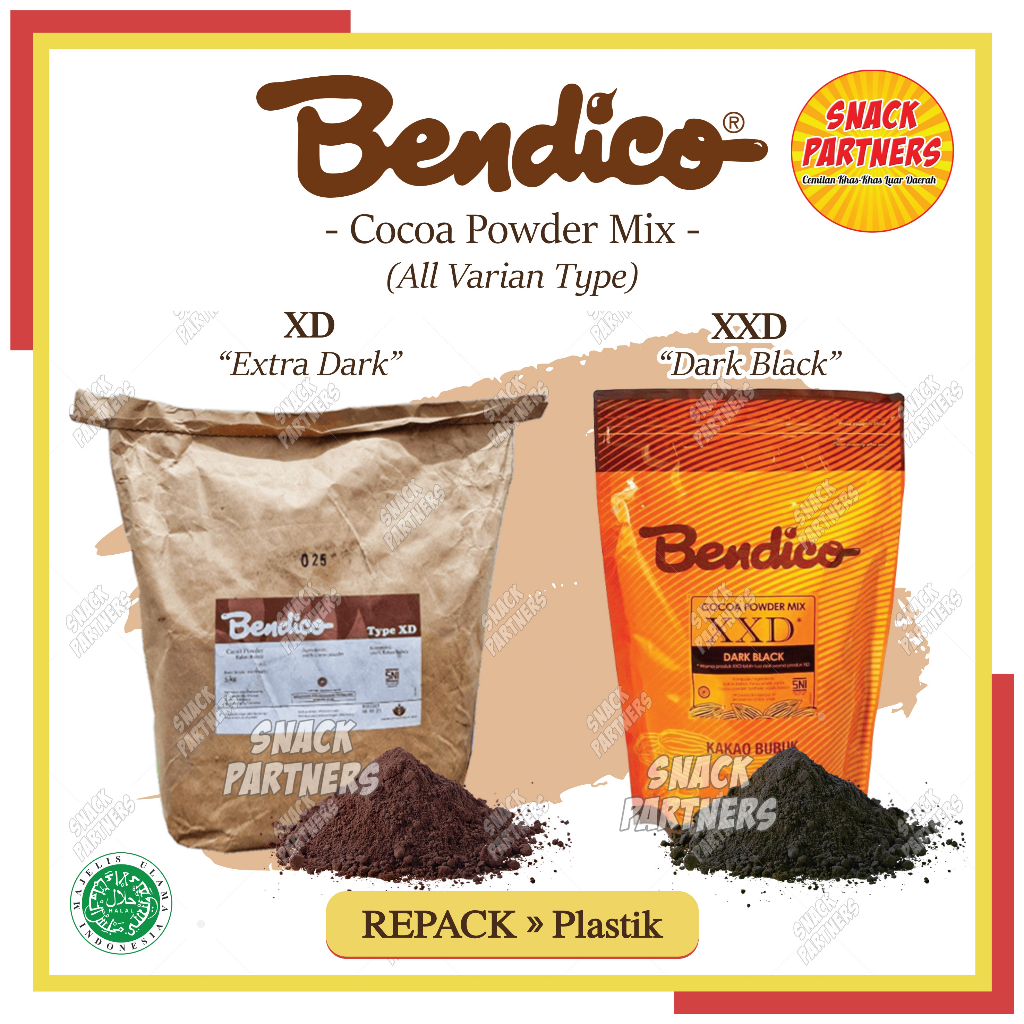 

BENDICO XD XXD - Pure Cocoa Powder Mix Repack 100 250 GR - Bubuk Coklat Cacao 100GR 250GR - Extra Dark Black-Adonan Roti Kue Cake, Cookies Pastry Topping Pudding Minuman - Chocolate Cokelat Kakao Choco