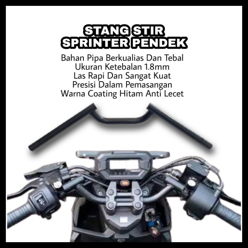 STANG SETANG STIR SETIR FATBAR SPRINTER PENDEK BEAT STREET VIXION MEGAPRO CB150R RACING HITAM