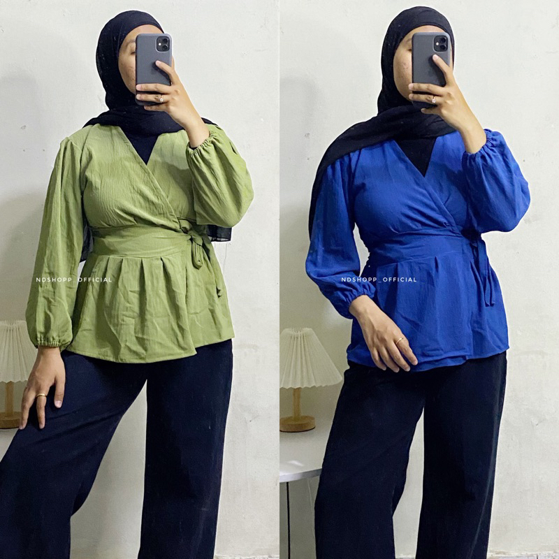 Blouse Hijab Soera Blus Bahan Airflow Crinkle Premium
