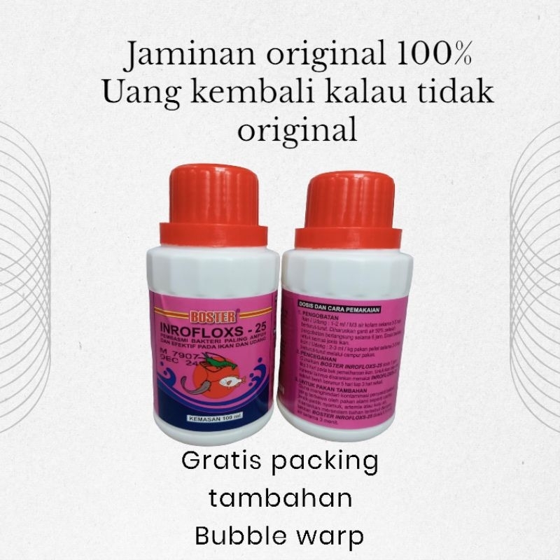 Boster inrofloxs 25 cair 100 ml / boster inrofloxs 25 / boster inrofloxs / obat ikan / obat jamur ik