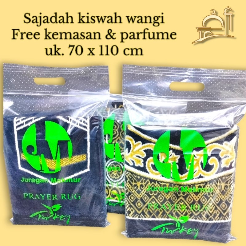 sajadah wangi kiswah/ sajadah harum motif kiswah/sajadah hitam wangi
