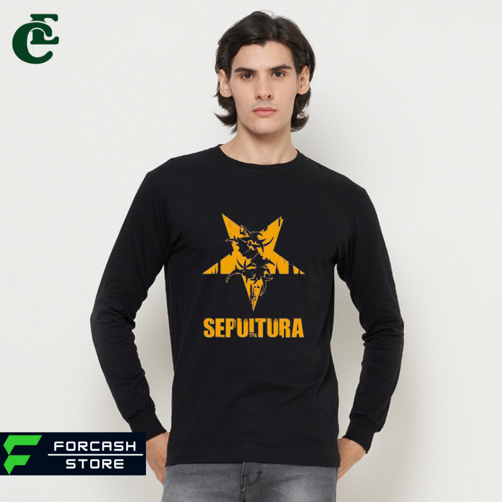 Kaos Lengan Panjang Rib Karet Band SEPULTURA Size S - 3XL Unisex Premium Long Sleeve