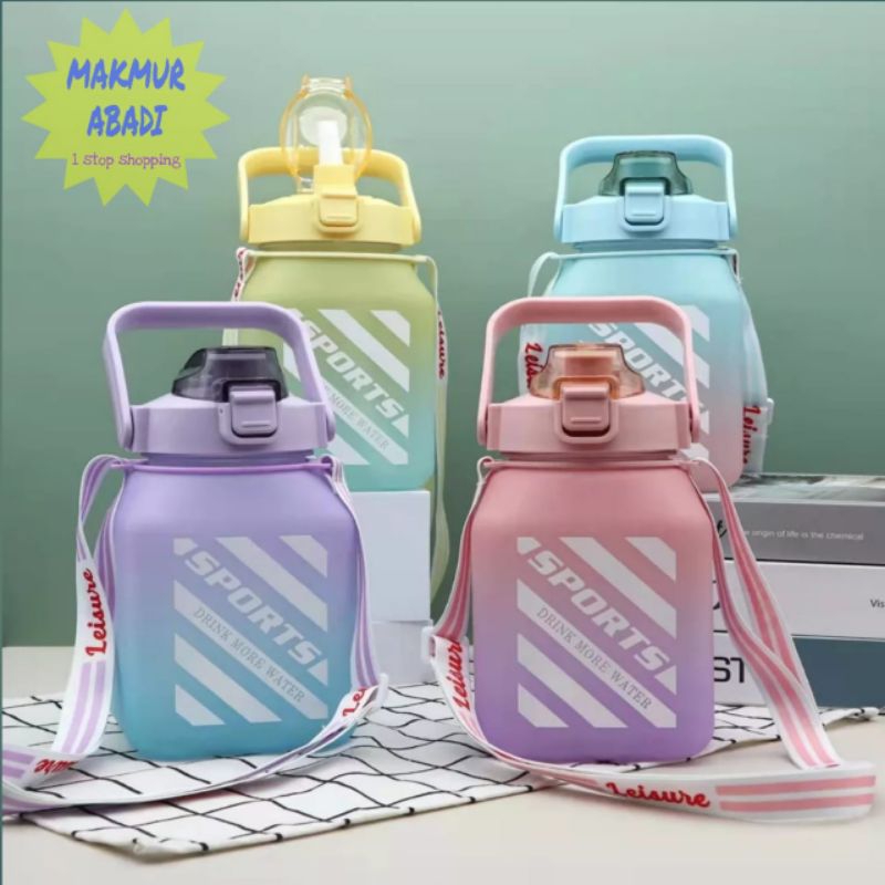 Botol Minum Kotak 1500 ml Botol Minum Viral Botol Pelangi