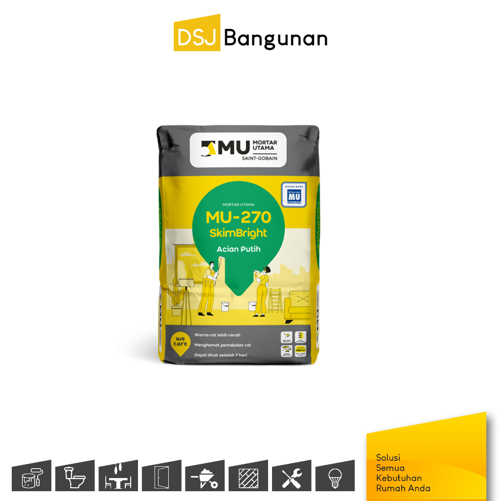 Mortar Utama MU-270 SkimBright Acian Putih Semen Putih 25 kg