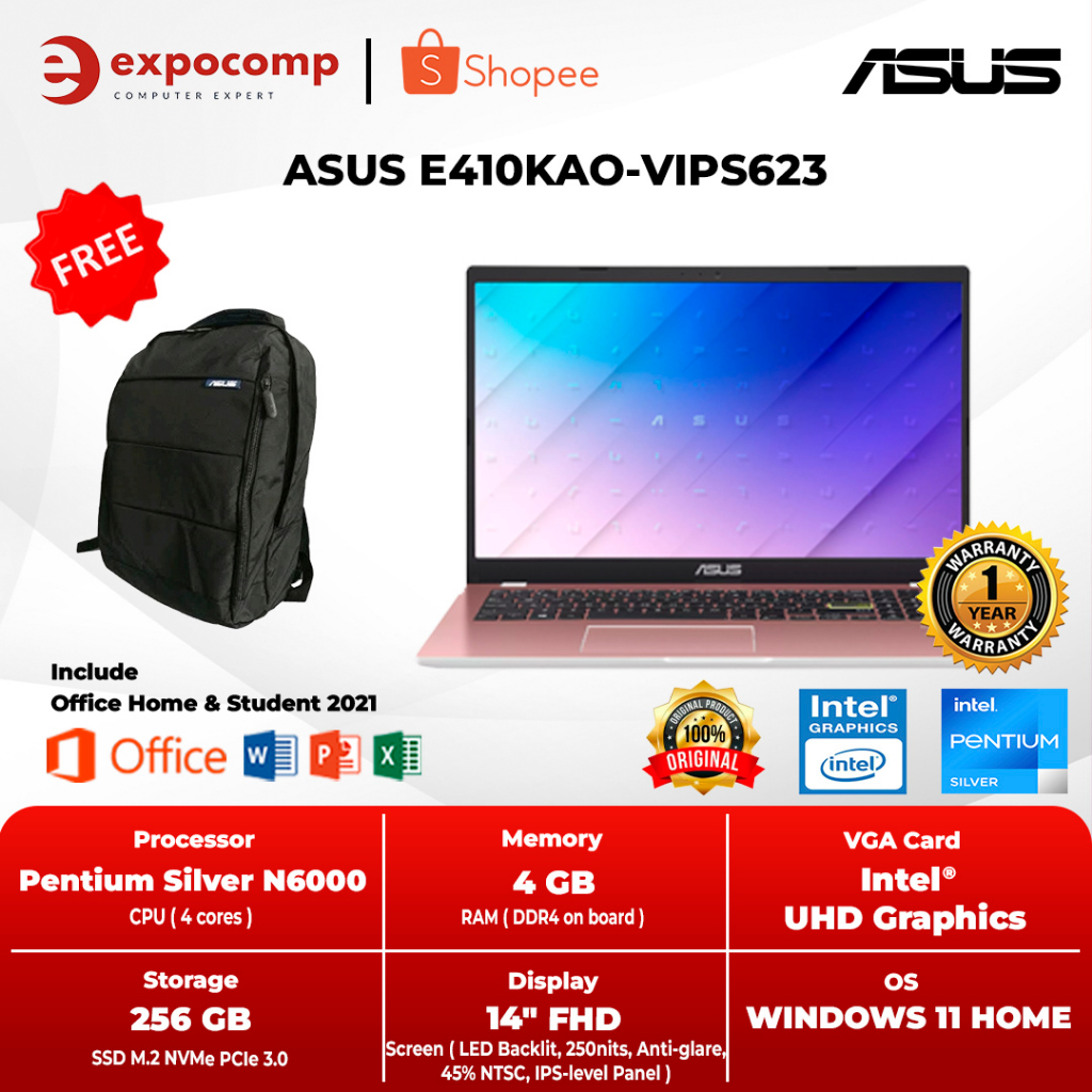 ASUS E410KAO-VIPS623 ROSE PINK N6000