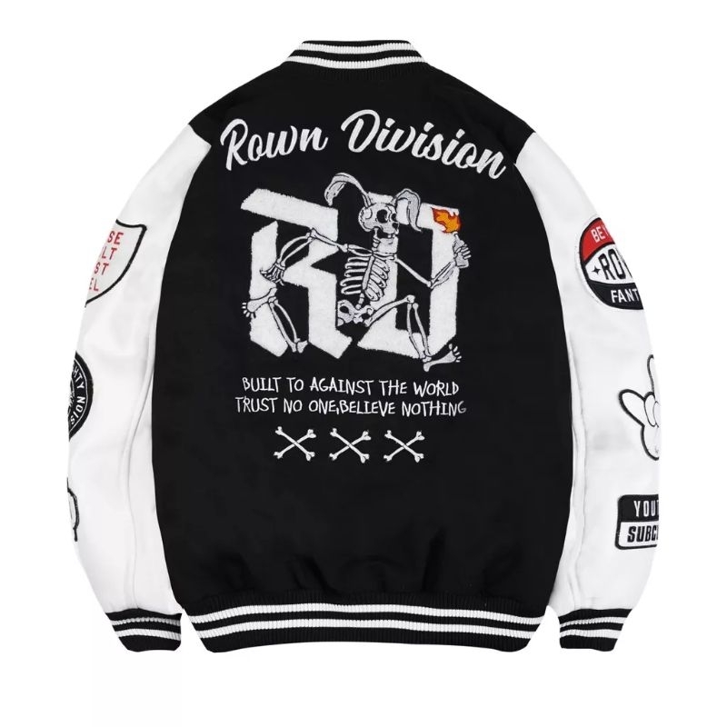 Jacket Varsity Revolt Black White - Rown Division