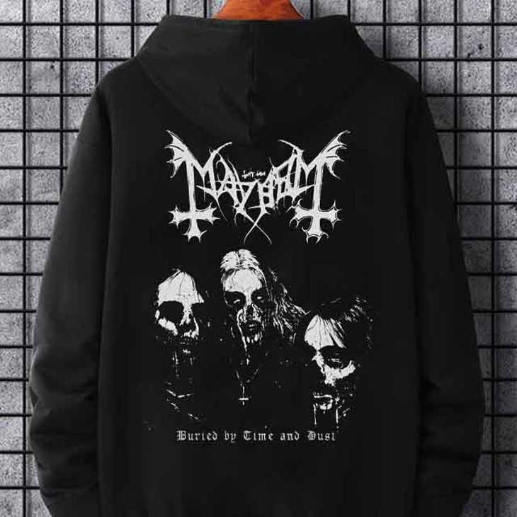 Jaket Hoodie Band Mayhem Hoodie Casual Unisex Bahan Katun