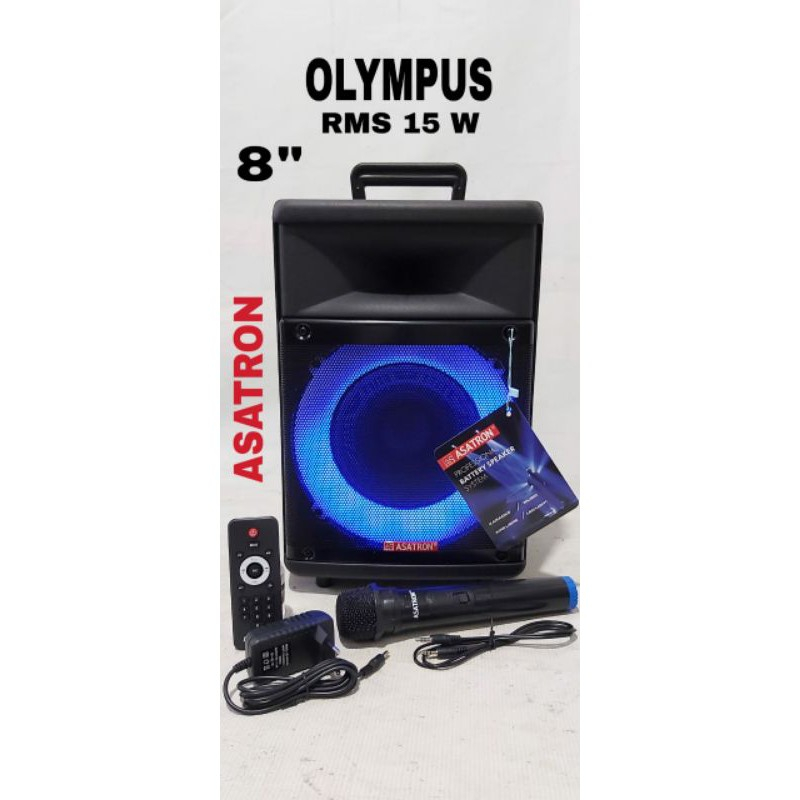 Speaker OLYMPUS 8" Speaker Asatron Aktif Bleutooth Portable Asatron Olympus Asatron 8 inch free mic 
