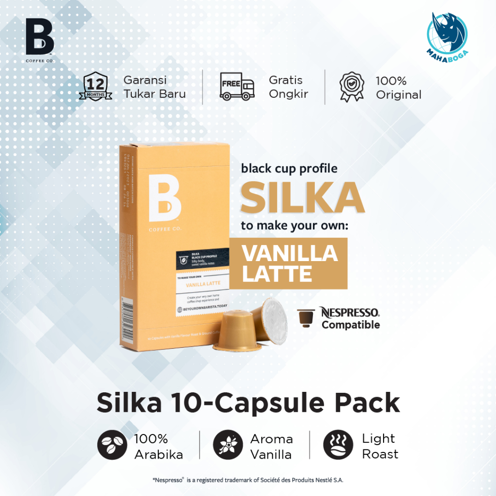 

B Coffee Co. Silka Vanilla Latte Kopi Nespresso Compatible Capsule