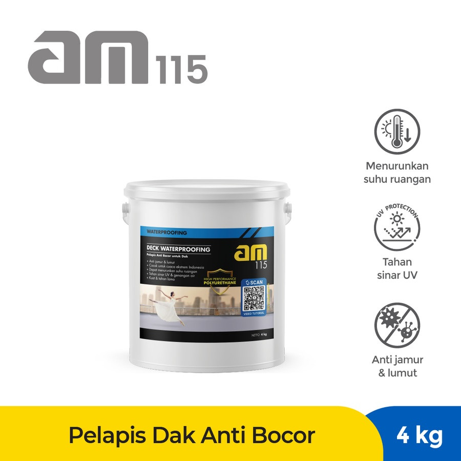 AM 115 Cat Pelapis Dak Anti Bocor 4Kg Leakproof Deck Coating