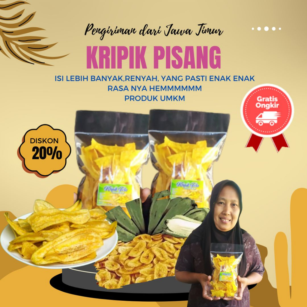 

Kripik Pisang Kepok Asli Jawa Timur Nganjuk 250 gr Original 100% Kemasan Enak Renyah Murah Laris