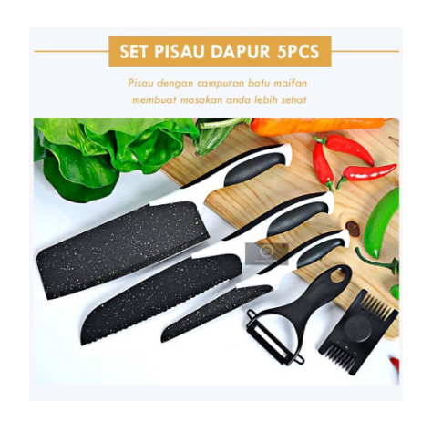 Set Pisau Dapur isi 5 in 1 Pisau Dapur / Steinless Steel Finished