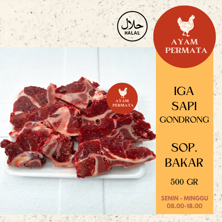 

Iga Sapi Daging Segar Tebal 500gr - Minim Lemak - Sop / Bakar Tulang - Halal Import Premium - Gondrong Low Fat 500 gram 500g