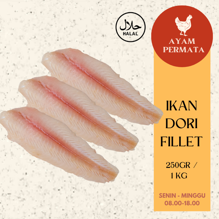 

Dori Fillet - Daging Ikan Dory Filet 1kg Segar Beku Frozen Premium Halal - Ayam Permata Tangerang Jakarta