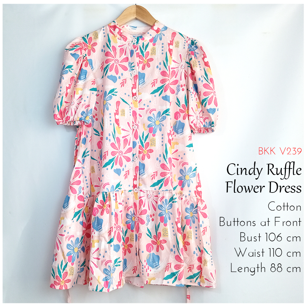 Midi Dress Flower Cindy Ruffle Flower Dress