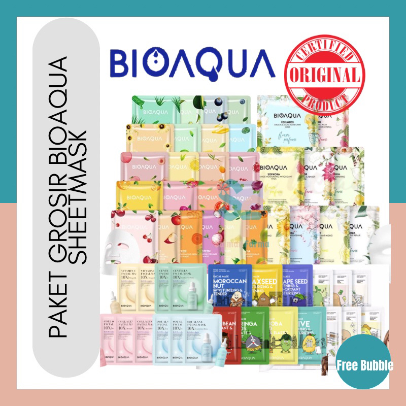 BIOAQUA- 12pcs Sheet Mask Mix Varian / Grosir Sheet Mask Bioaqua