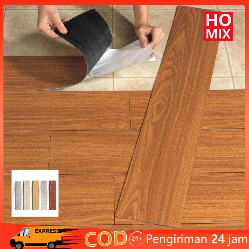 HOMIX Stiker Lantai Vinyl Wallpaper Dinding Parket Motif Kayu Premium Tebal