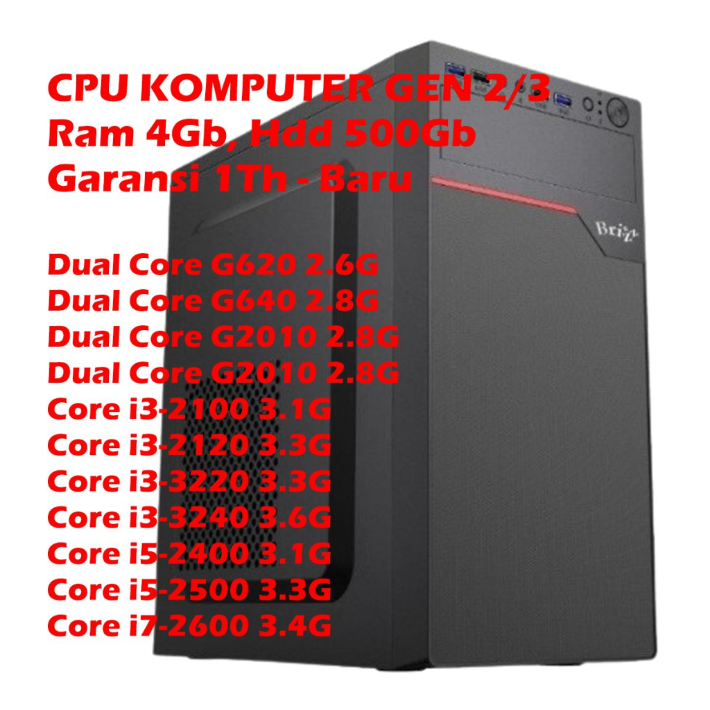 KJ CPU KOMPUTER BARU INTEL CORE i7-2600 CPU KOMPUTER CORE i5-2400 CORE I5-2500 CPU CORE i3-2100 CORE