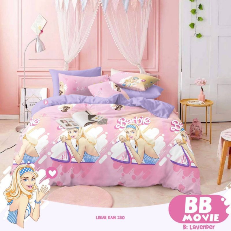 Sprei motif barbie bahan katun cvc premium