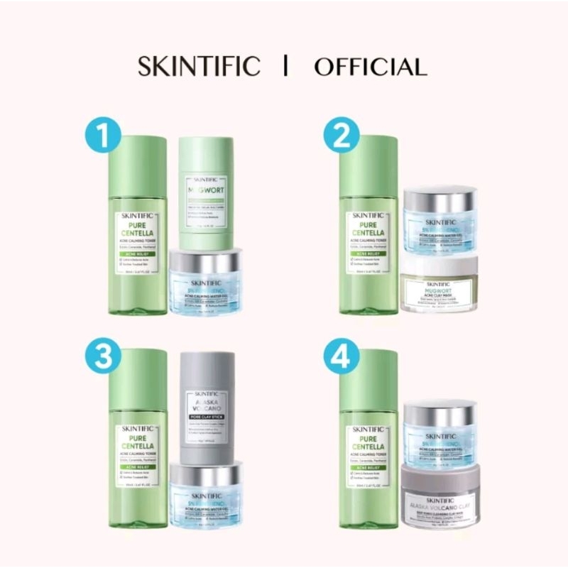 SKINTIFIC 3PCS Acne & Komedo Set | Paket Skincare with Moisturizer