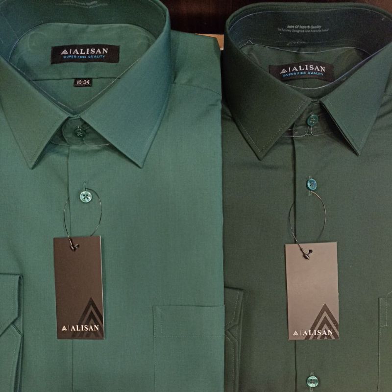 Alisan polos panjang hijau botol reguler