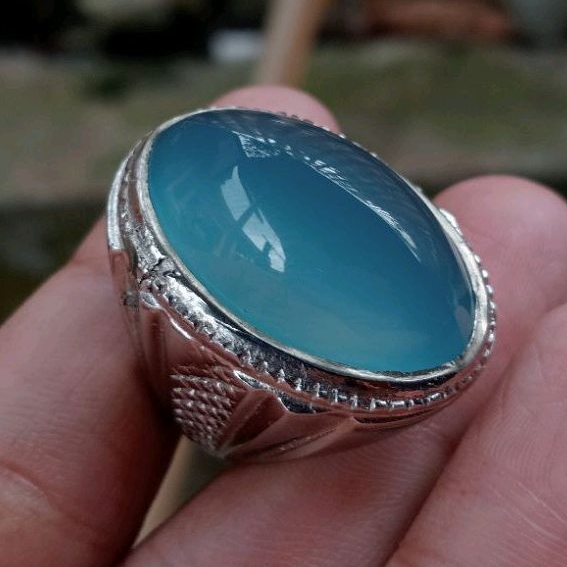 batu cincin akik anggur biru langit keristal