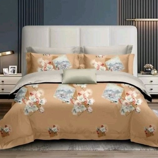 LIA SPREI DAN BED COVER KATUN JEPANG GOLD SERIES MADE IN KOREA MOTIF BUNGA FLORAL