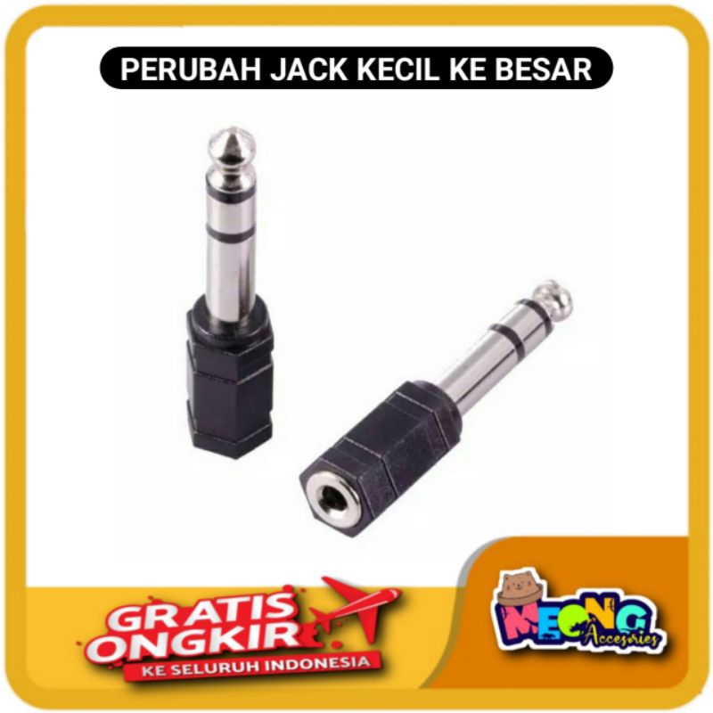 Perubah jack 3.5mm To 6.35mm Sambungan HP ke mic speaker sound extender plug connector converter
