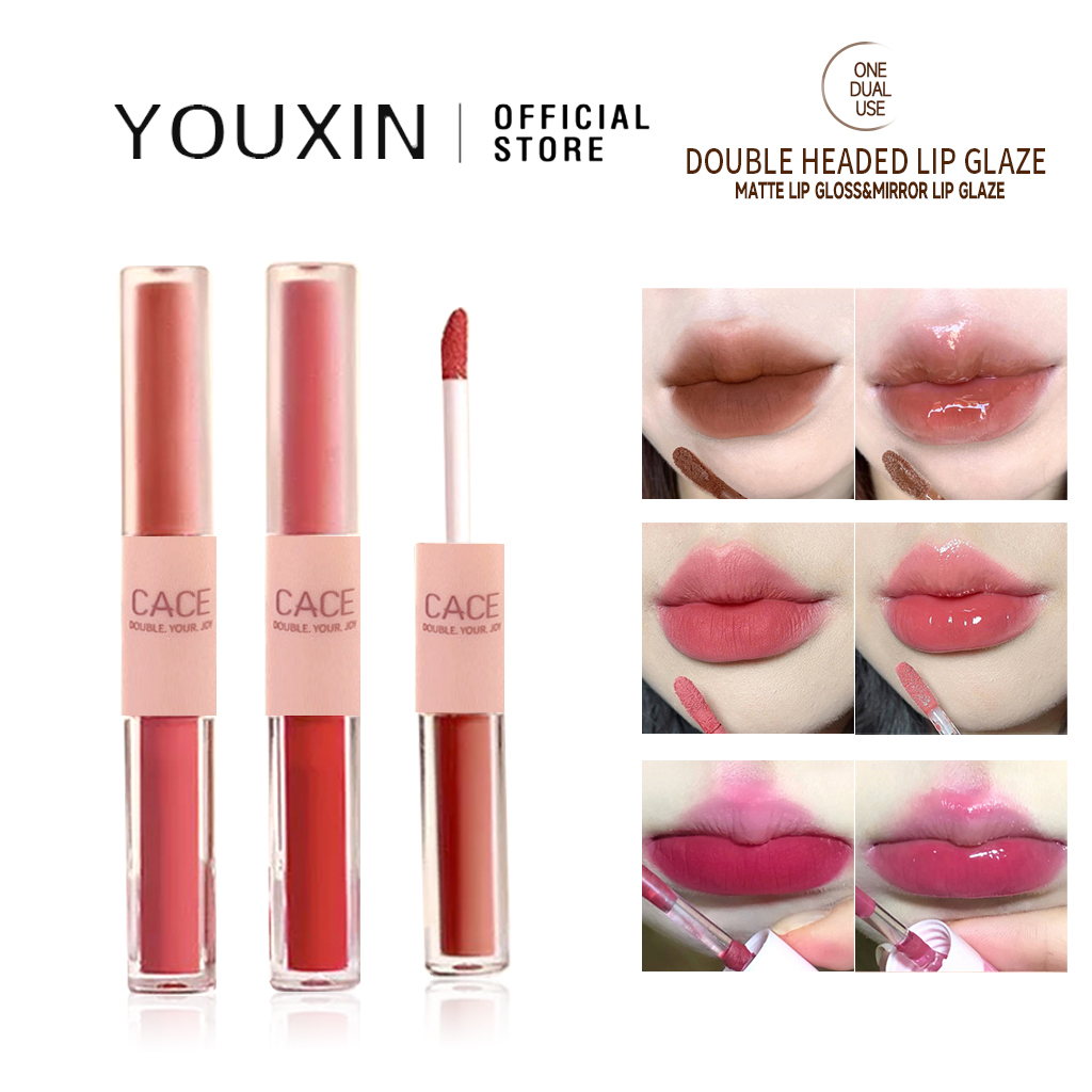 ✨COD✅ 2 In 1 Matte + Glossy Lipstik Korea Waterproof Tahan Lama Anak Perempuan Mineral Untuk Bibir K