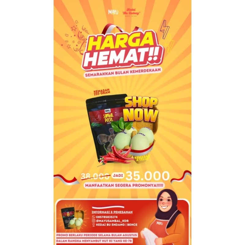 

Paket Merdeka (Sambel Pecel + Telur Asin Mayu)
