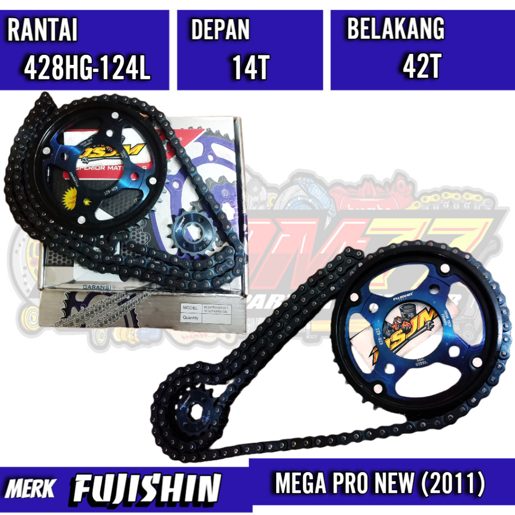 GEAR SET MEGA PRO NEW 2011 14T/42T 428GH-124L FUJISHIN